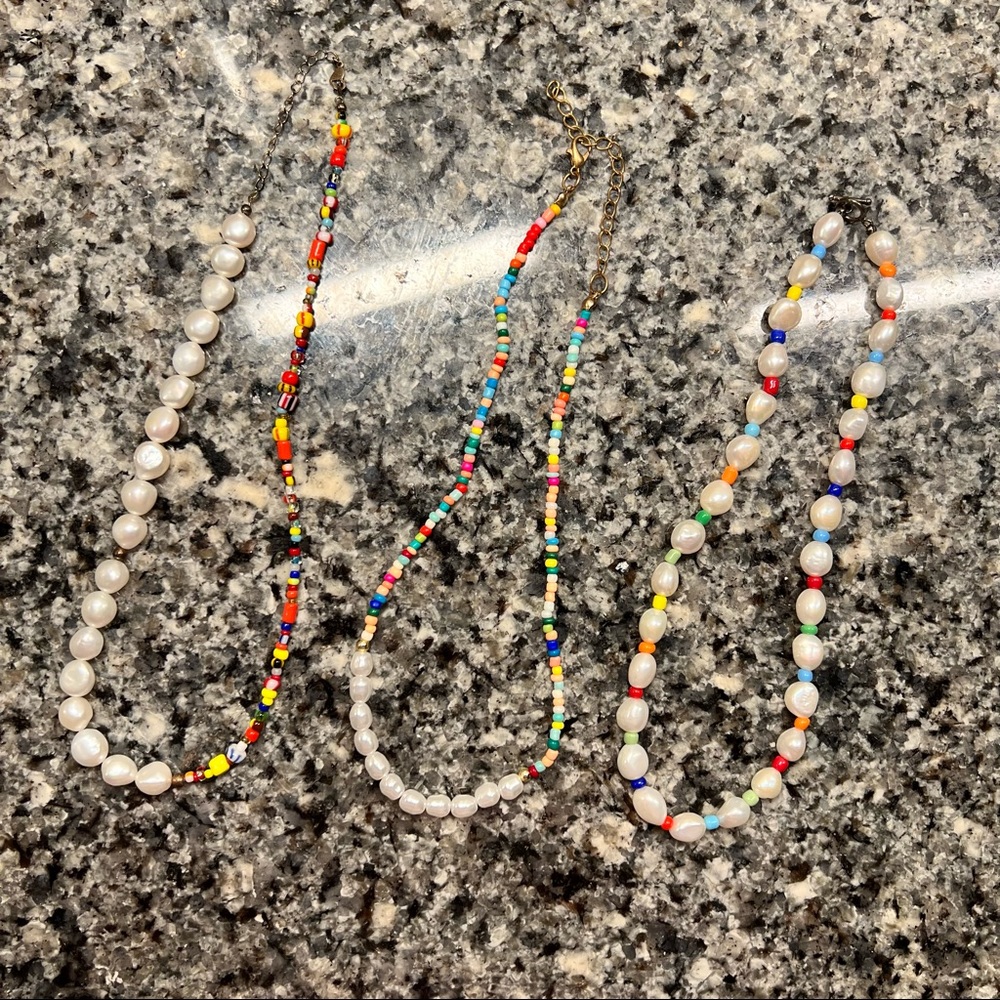 Rainbow Pearl Necklace Lot